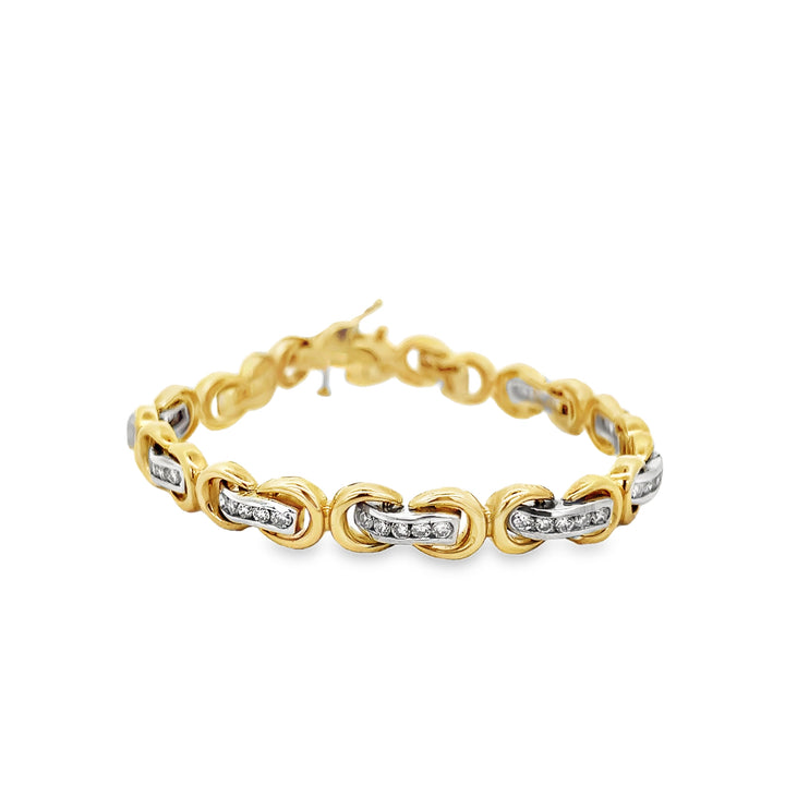 14K Two-Tone Diamond Bracelet 2.00ct Natural Round Diamonds G-H Color SI2 Clarity