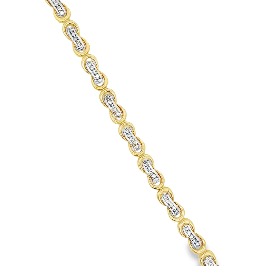 14K Two-Tone Diamond Bracelet 2.00ct Natural Round Diamonds G-H Color SI2 Clarity