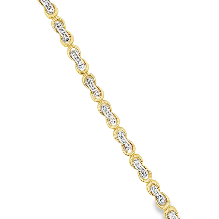 14K Two-Tone Diamond Bracelet 2.00ct Natural Round Diamonds G-H Color SI2 Clarity