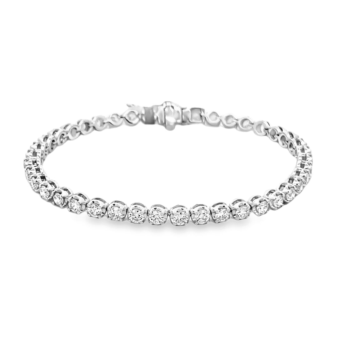 14K White Gold Lab Grown Round Cut Diamond Tennis Bracelet 3.58ctw