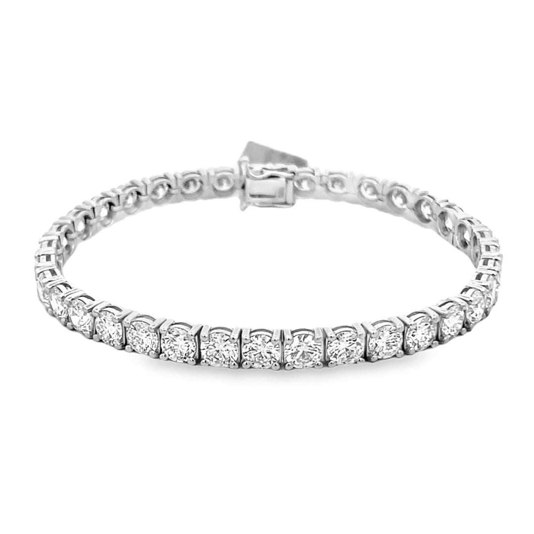 14K White Gold Lab Grown Round Cut Diamond Tennis Bracelet 15.00ctw