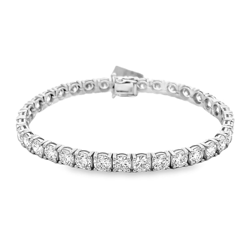 14K White Gold Lab Grown Round Cut Diamond Tennis Bracelet 15.00ctw