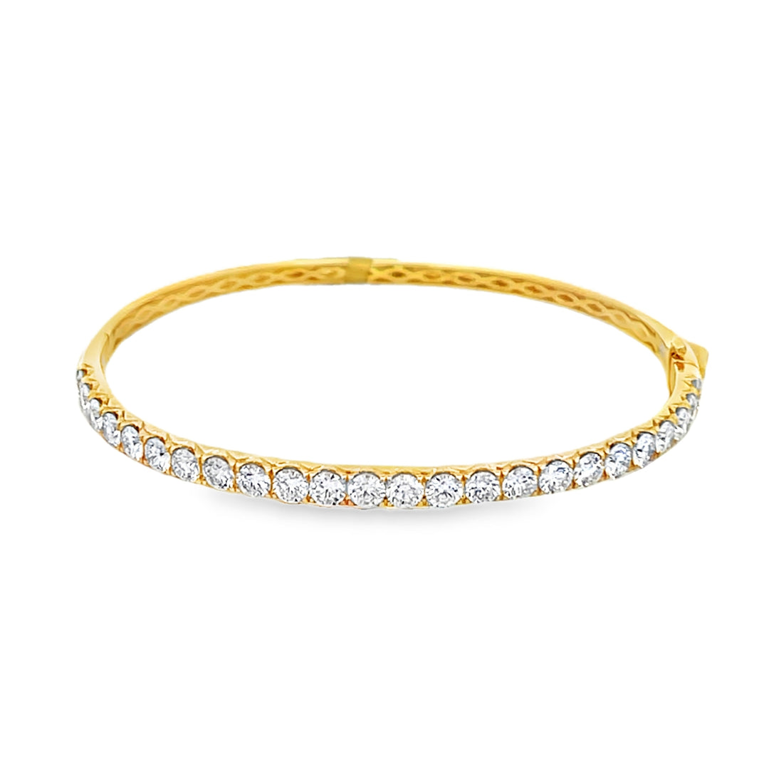 14K Yellow Gold Lab Grown Round Cut Diamond Bangle Bracelet 3.00ctw
