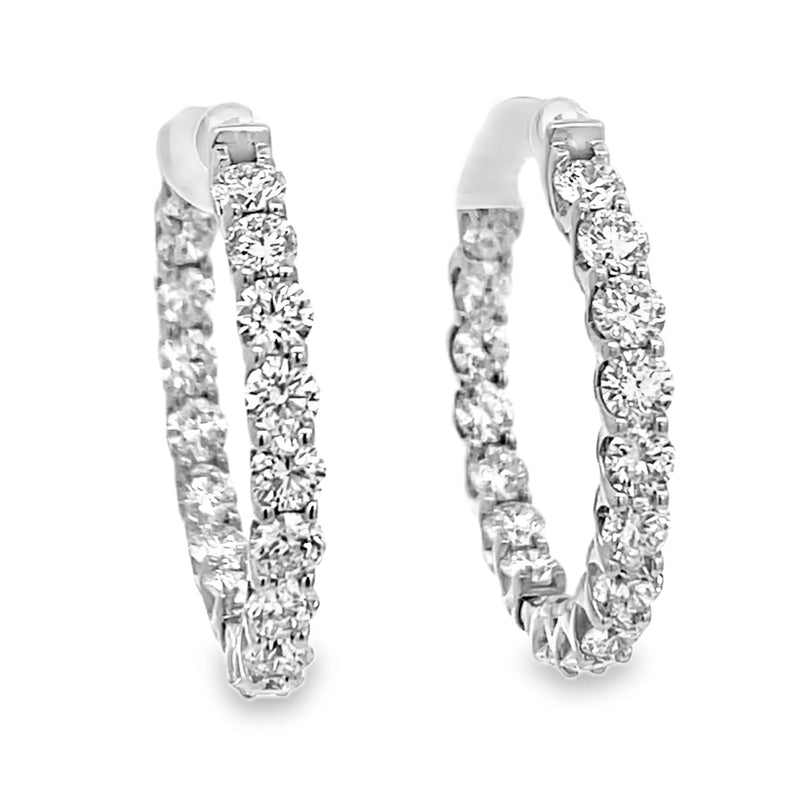 14K White Gold Lab Grown Round Cut Diamond Inside-Out Hoop Earrings 6.00ctw