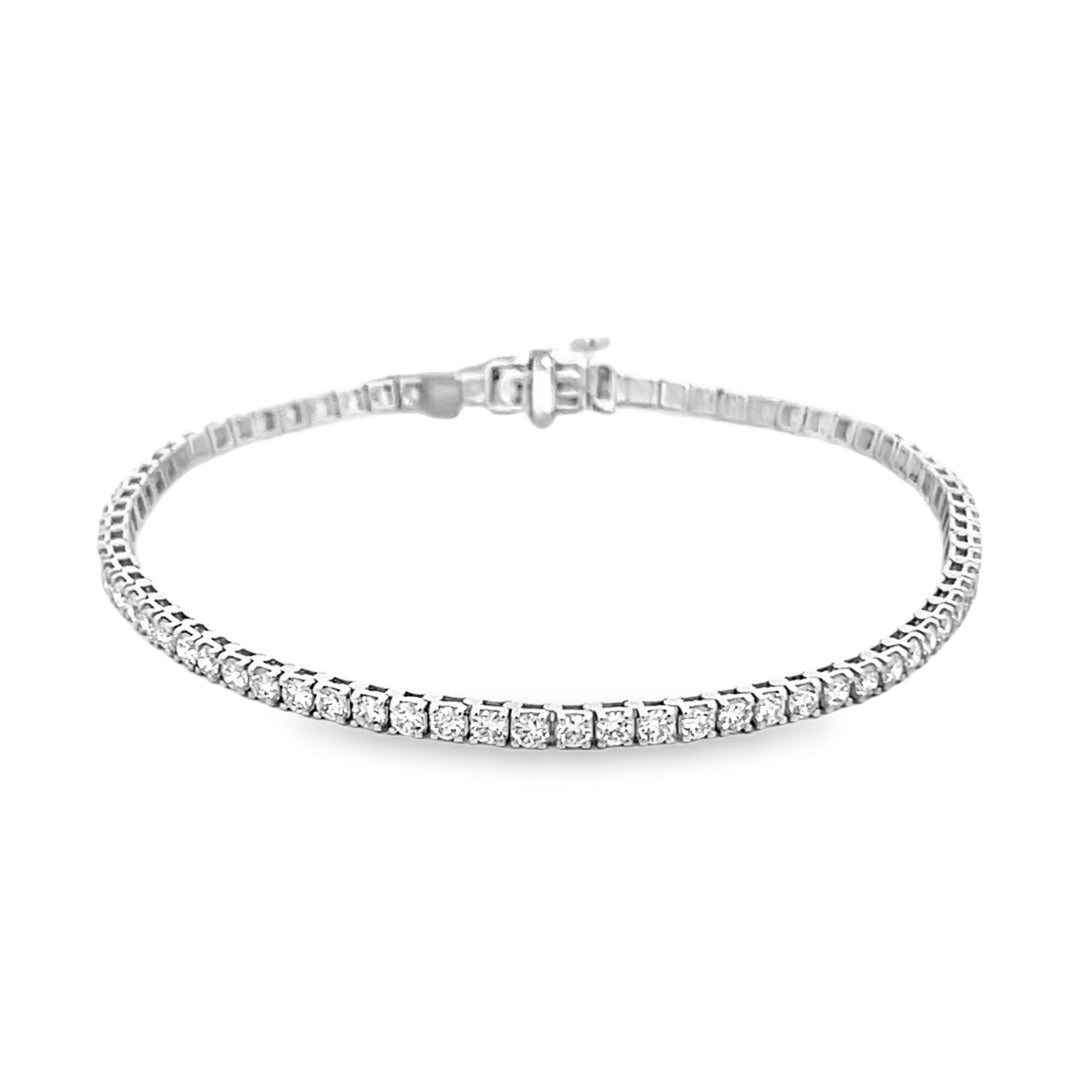 14K White Gold Lab Grown Round Cut Diamond Tennis Bracelet 3.00ctw