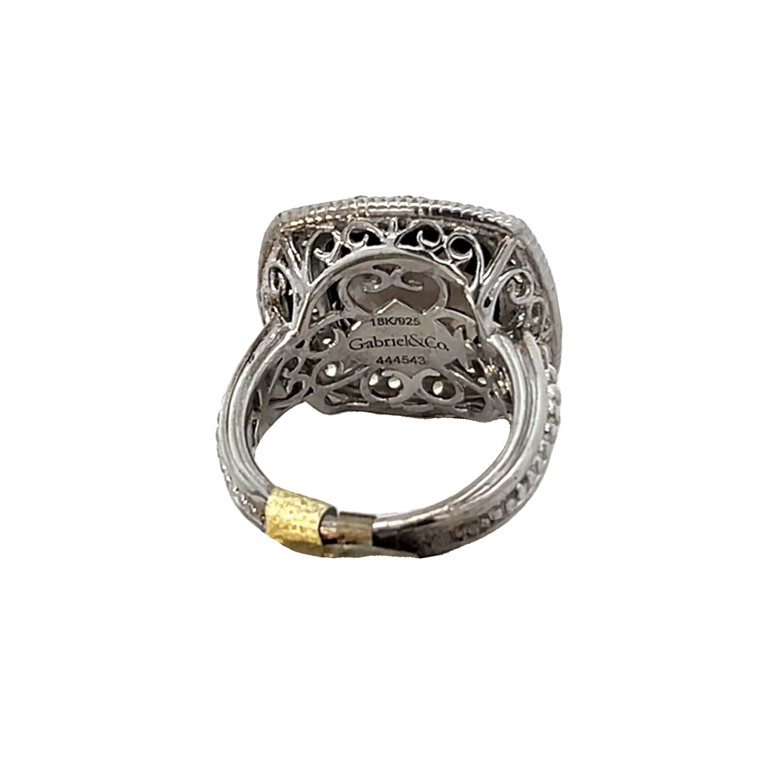 Silver Smoky Quartz And Yellow Sapphire Ring