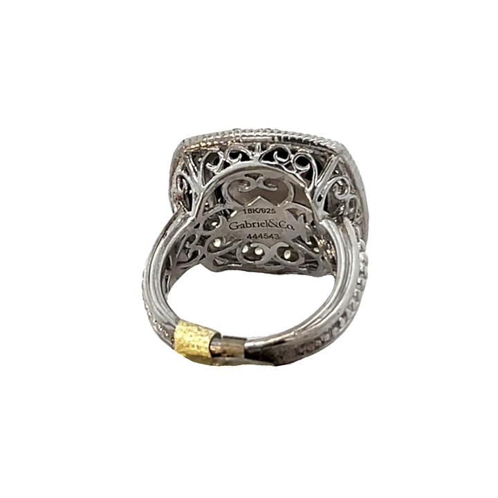 Silver Smoky Quartz And Yellow Sapphire Ring