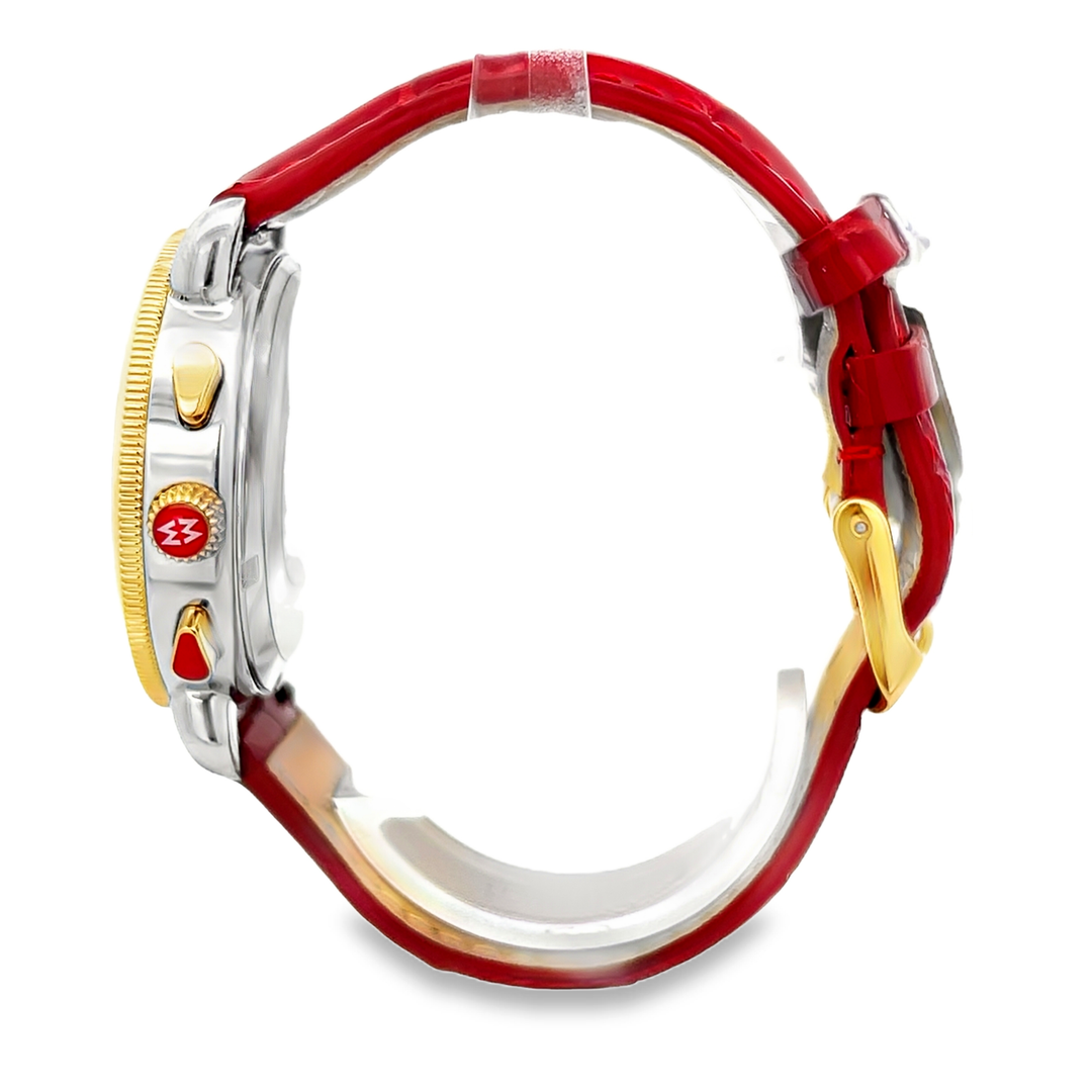 Michele Sport Sail Watch 38MM - Ruby Red Leather