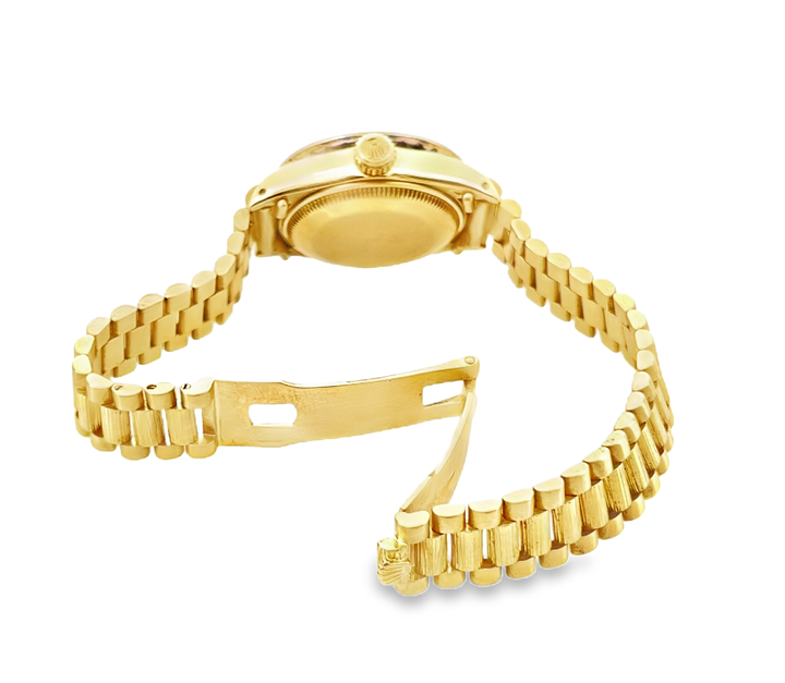 Pre-owned Rolex Ladies Presidential Datejust Diamond Watch 26MM - 18K Yellow Gold