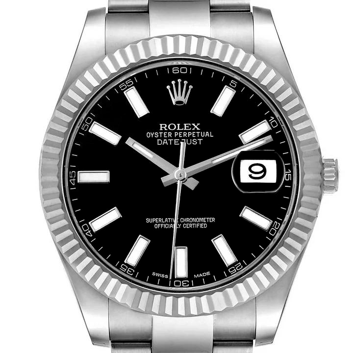Pre-owned Rolex Oyster Perpetual Datejust Watch 41MM - Black Dial