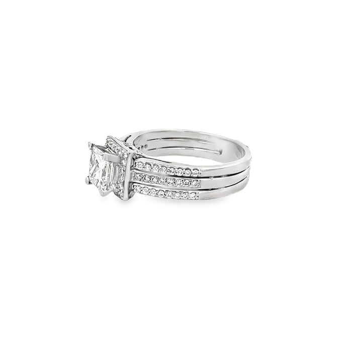 14K White Gold 3.00ct Halo Style Princess Diamond Ring