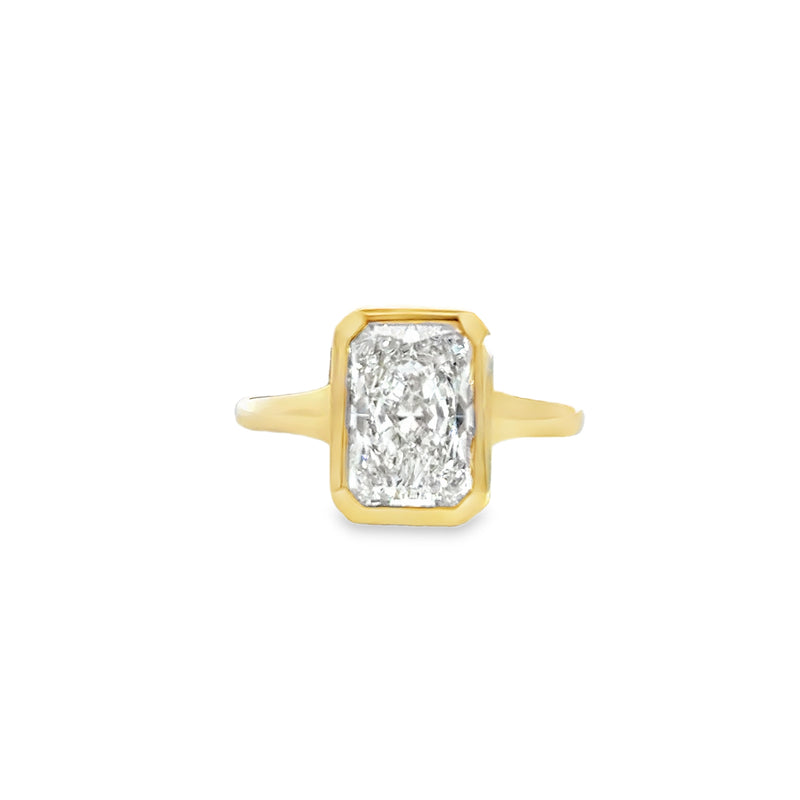3.03 Carat Radiant Cut Lab-Grown Diamond Bezel Set Ring
