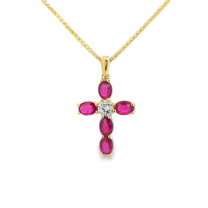 Ruby and Diamond Cross Pendant