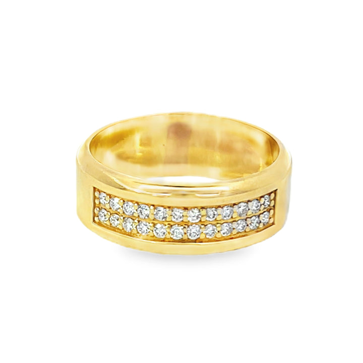 14K Yellow Gold Lab Grown Round Diamond 2-Row Channel Set Band