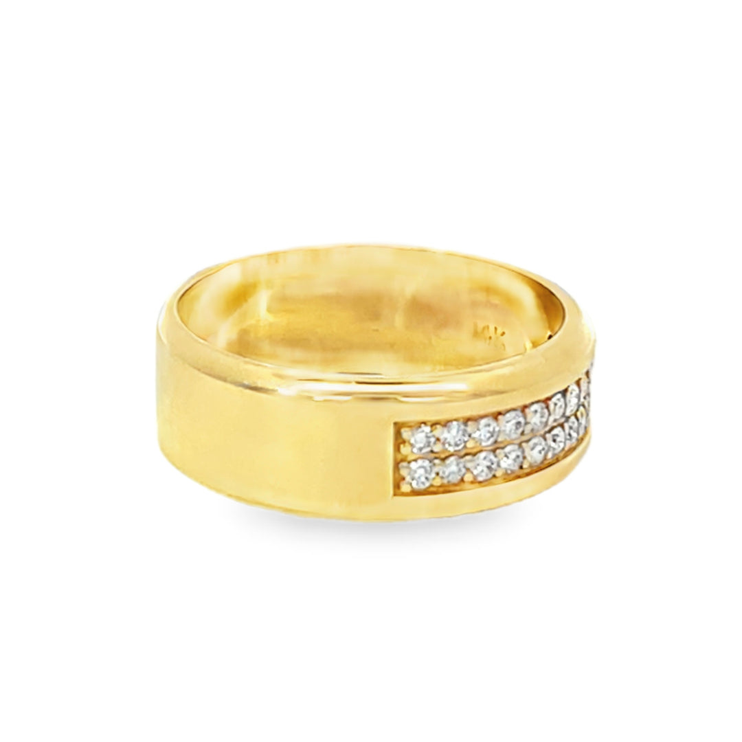 14K Yellow Gold Lab Grown Round Diamond 2-Row Channel Set Band