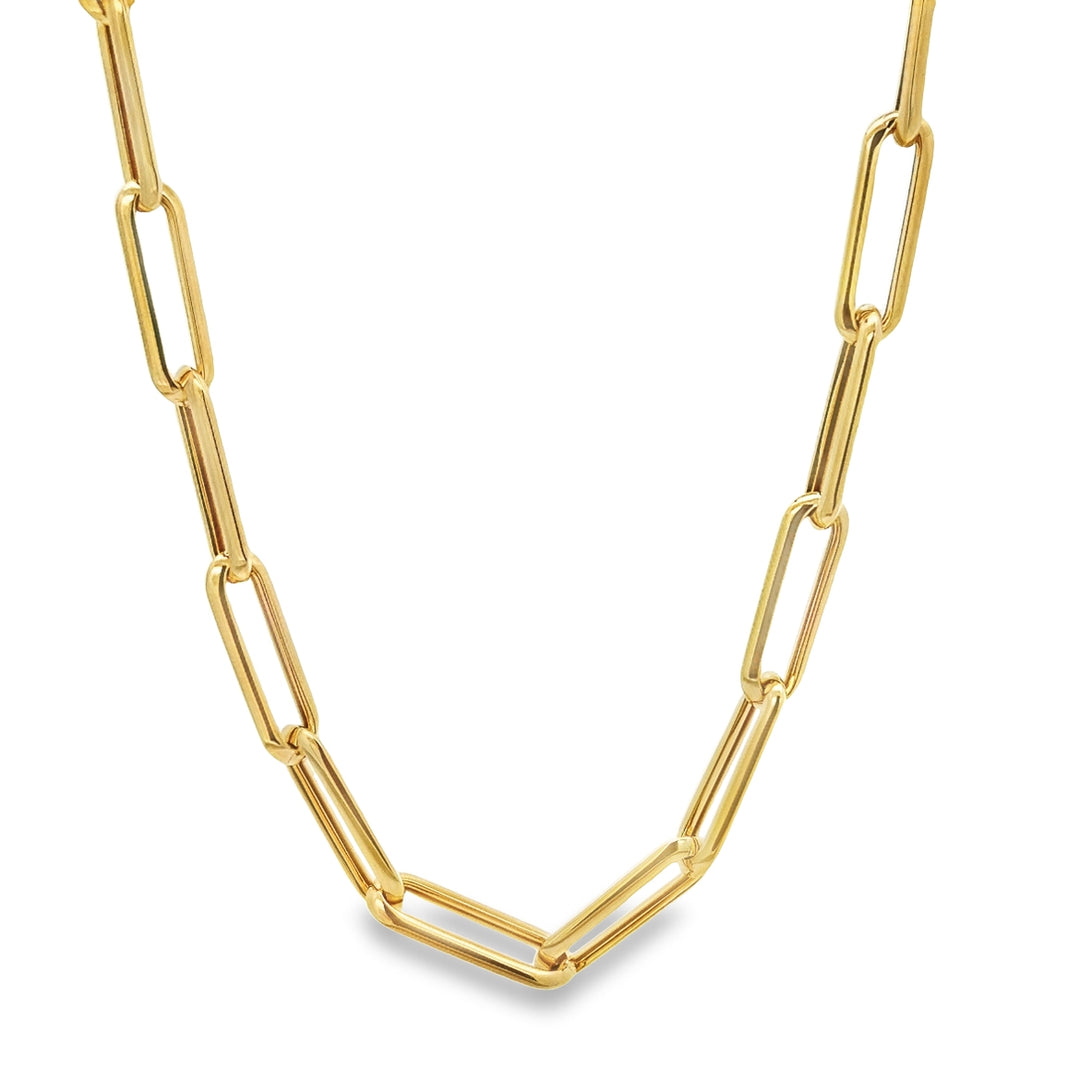 Yellow Gold Paperclip Necklace 18"