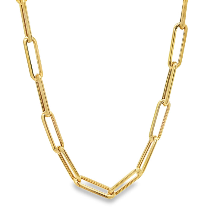 Yellow Gold Paperclip Necklace 18"