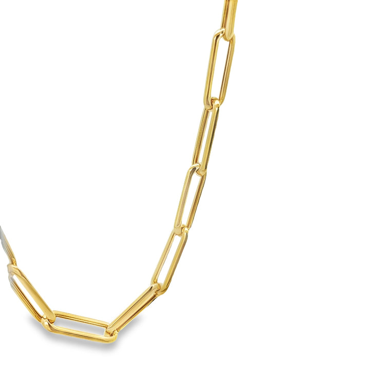 Yellow Gold Paperclip Necklace 18"