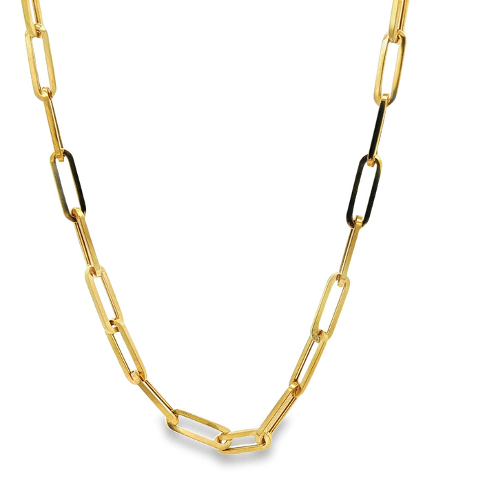 Yellow Gold Paperclip Necklace 18"