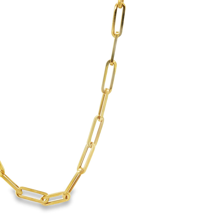 Yellow Gold Paperclip Necklace 18"