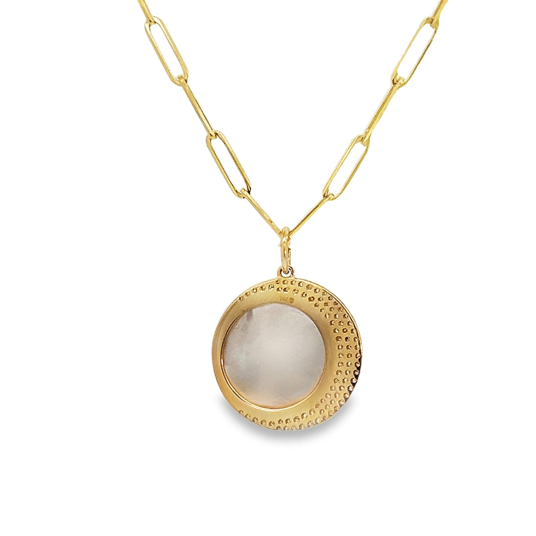 Yellow Gold Paperclip with Diamond Star and Moon Pendant