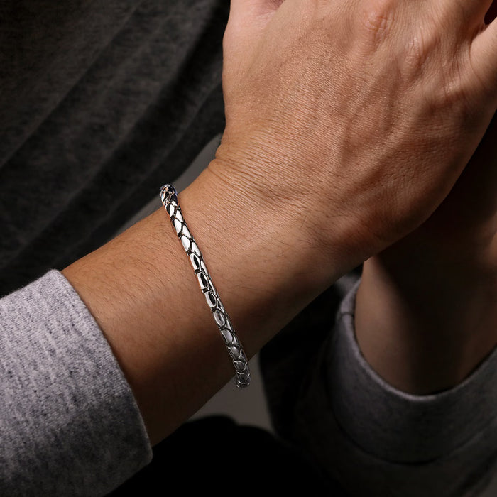 925 Sterling Silver Tubular Men's Solid 6mm Chain Bracelet alternate view
