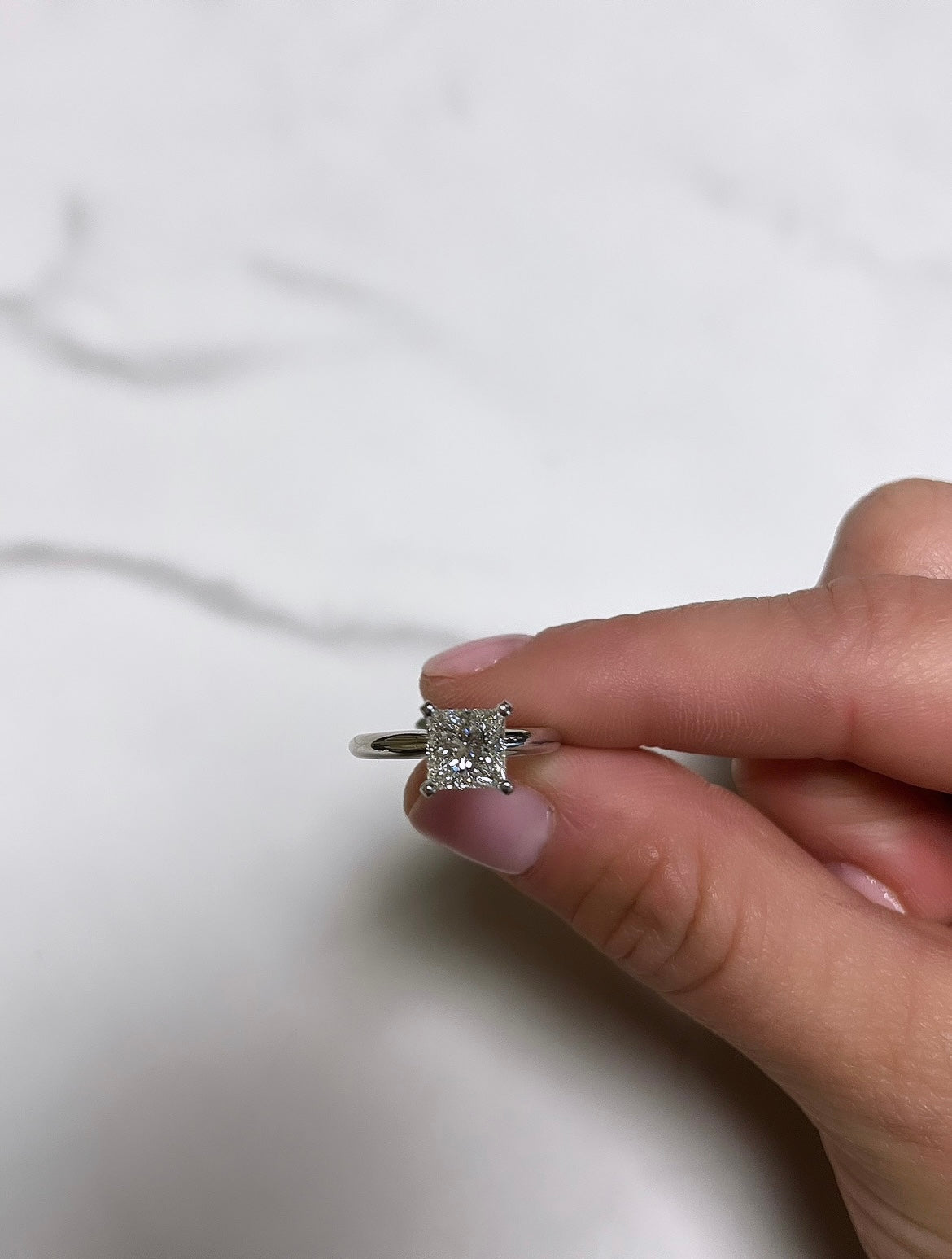 1.56ct Princess Cut Solitaire Diamond Engagement Ring