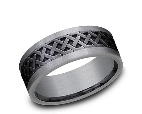 Grey Tantalum Celtic Knot Strait Edge Band