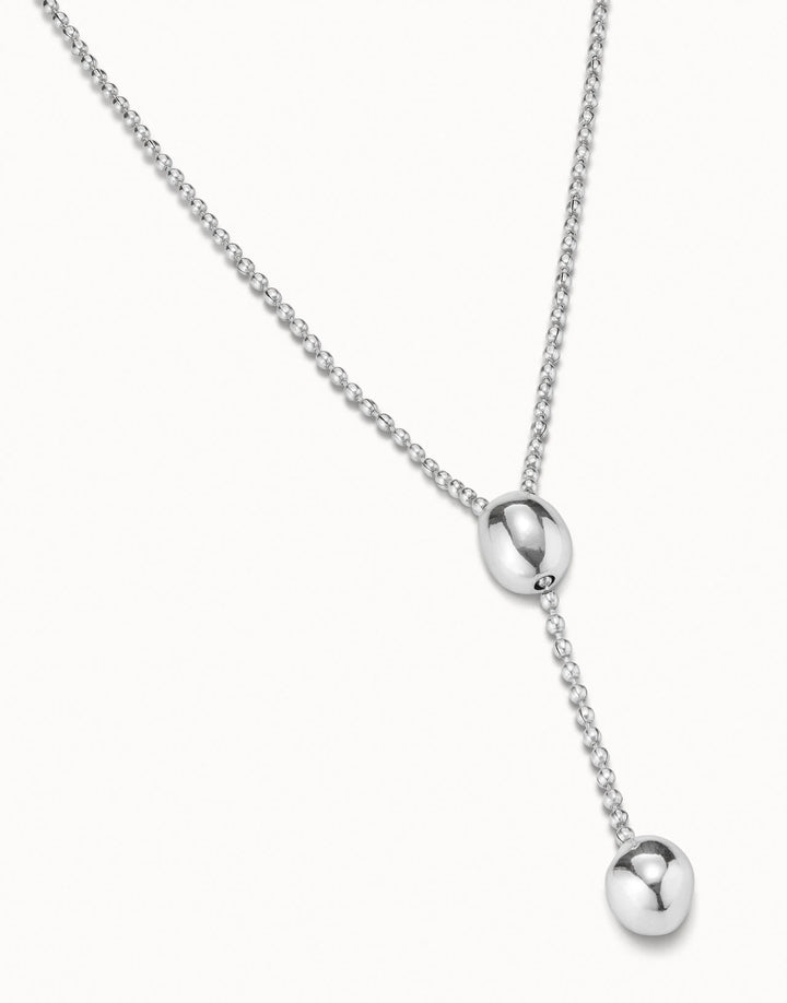 Silver Long Ball Drop Necklace