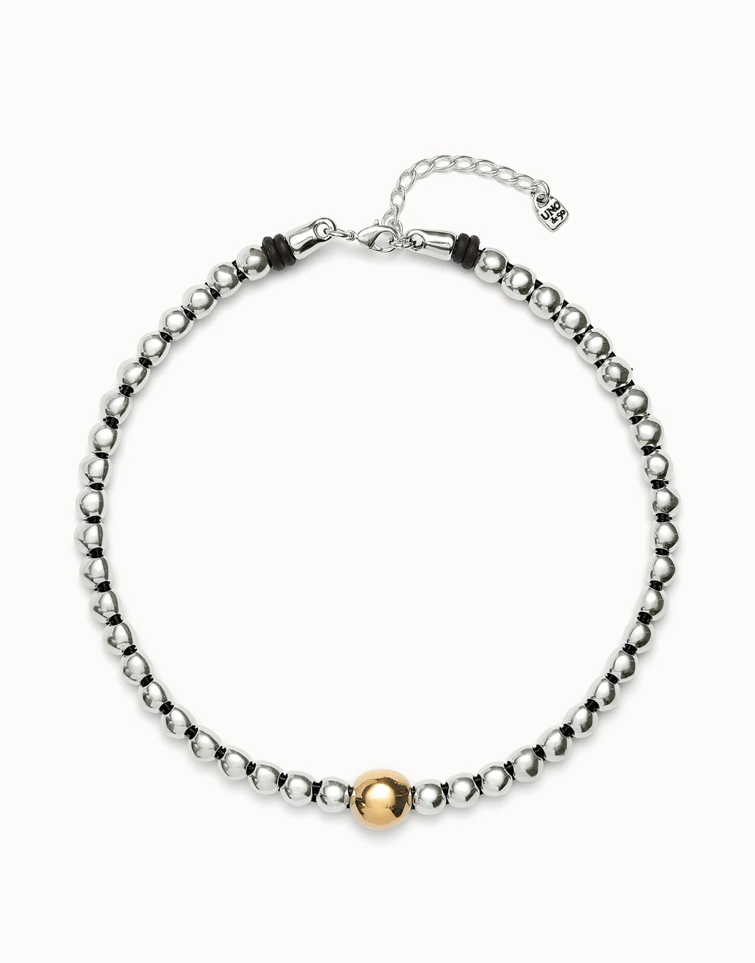 Silver Coated in 18K Yellow Gold Bead Necklace