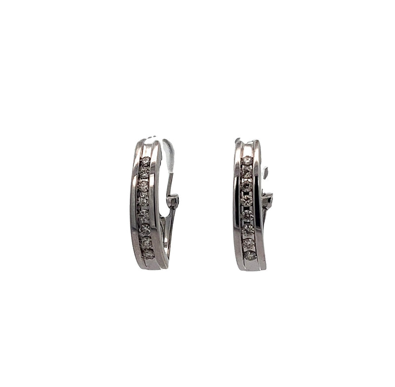 White Gold .40ct Diamond Channel Set Small Hoops