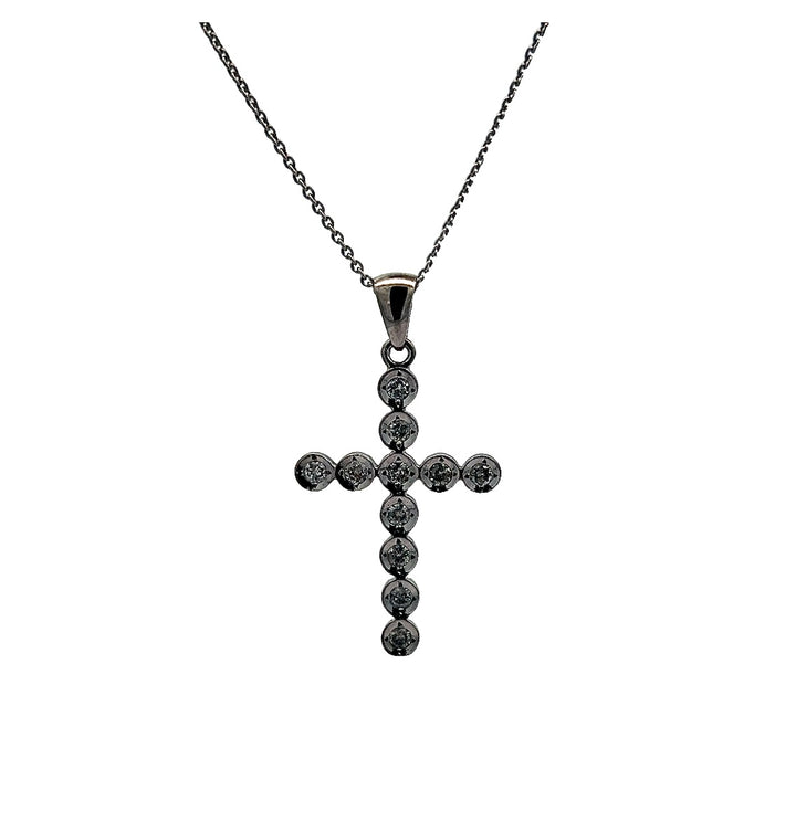 14K White Gold .15ct Diamond Cross Pendant