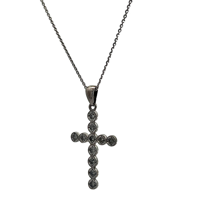 14K White Gold .15ct Diamond Cross Pendant