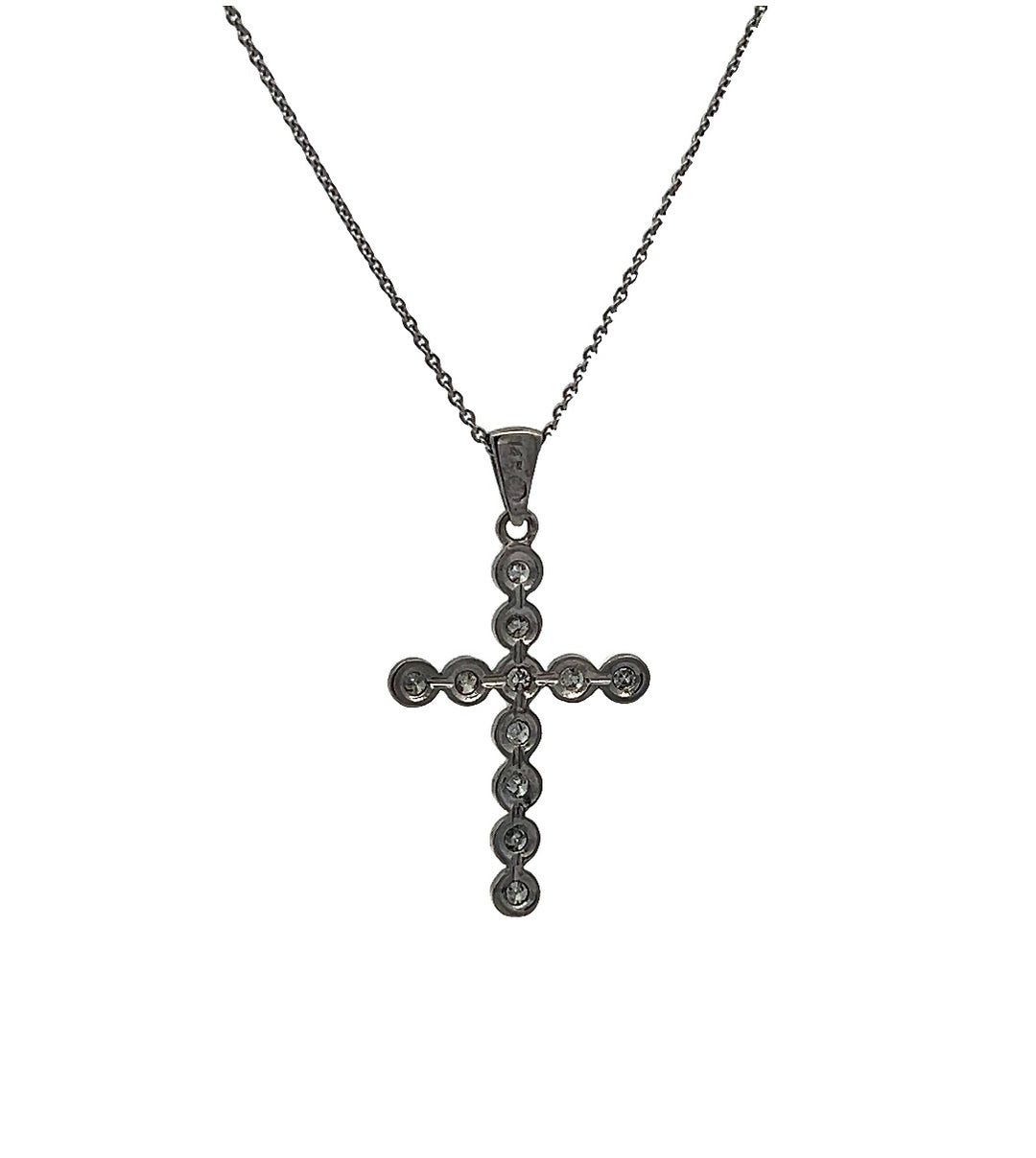 14K White Gold .15ct Diamond Cross Pendant
