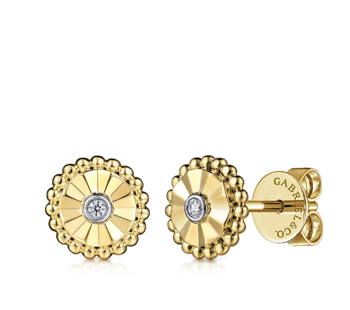 Two-Tone Gold Diamond Stud Earrings