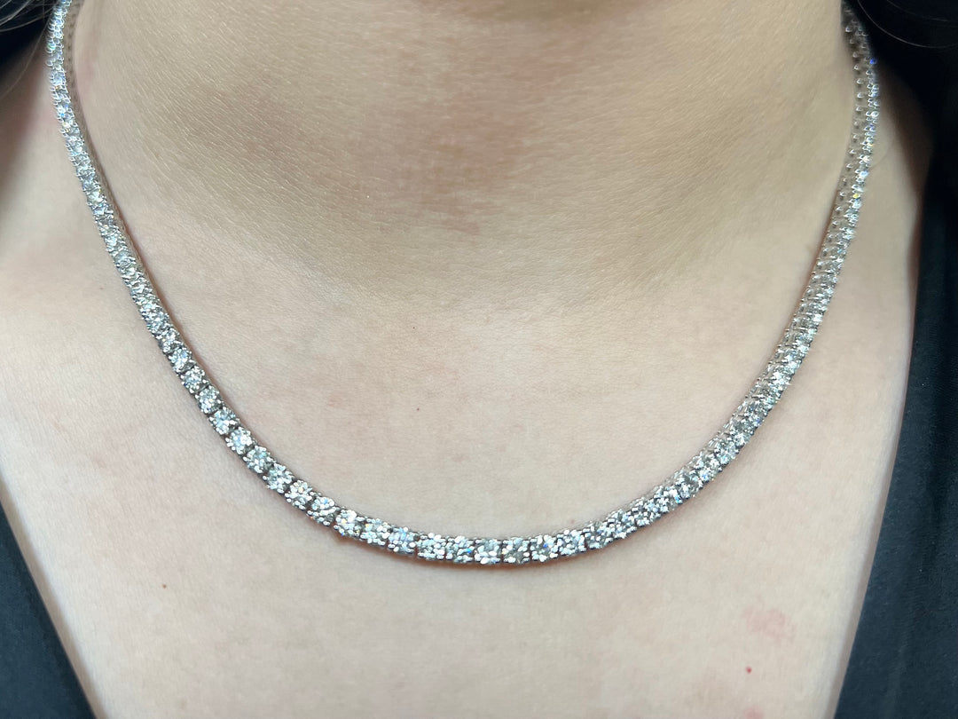 10.25ctw Natural Diamond Tennis Necklace 14K White Gold