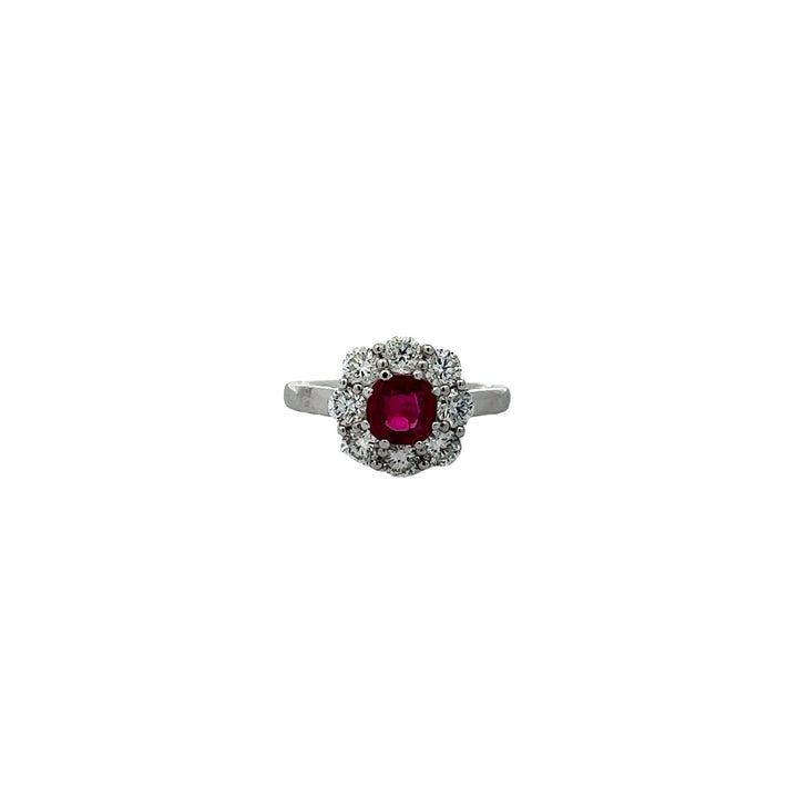 White Gold Ruby and Diamond Ring