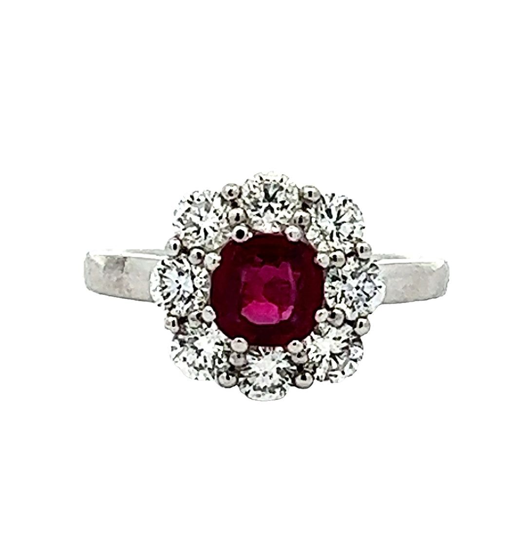 White Gold Ruby and Diamond Ring