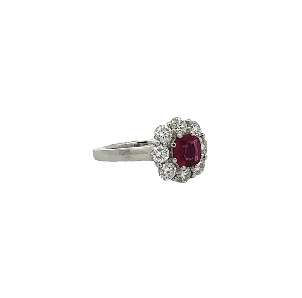White Gold Ruby and Diamond Ring