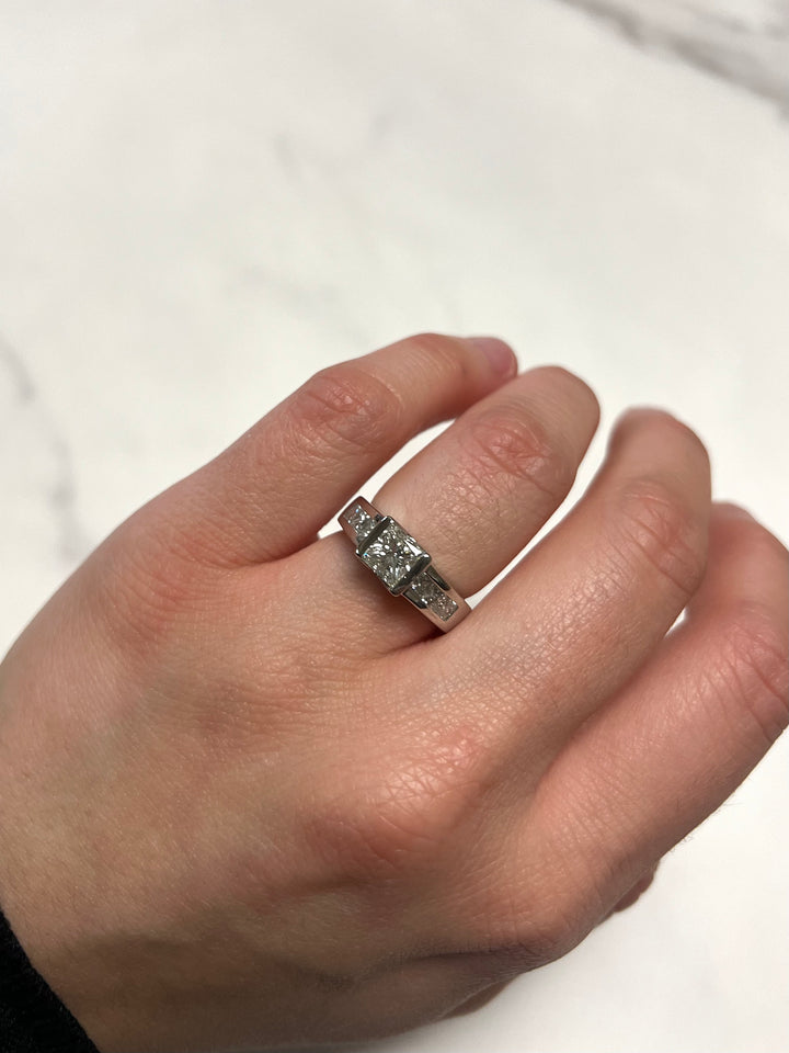 Platinum 1.65ctw Princess Diamond Ring Channel Set
