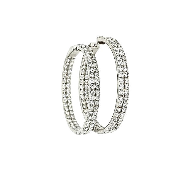 14K White Gold 6.05 Ct tw Round Hoop Earrings – G H SI1