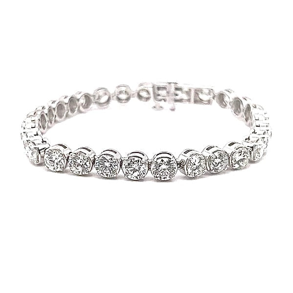 14K White Gold 12.90 Ct tw Round Tennis Bracelet – G H SI1