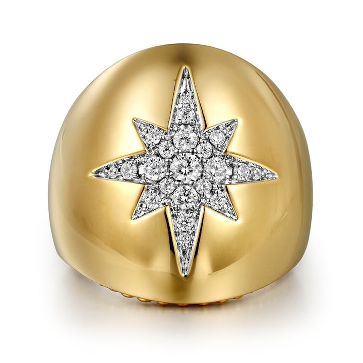 Yellow Gold Diamond Starburst Ring