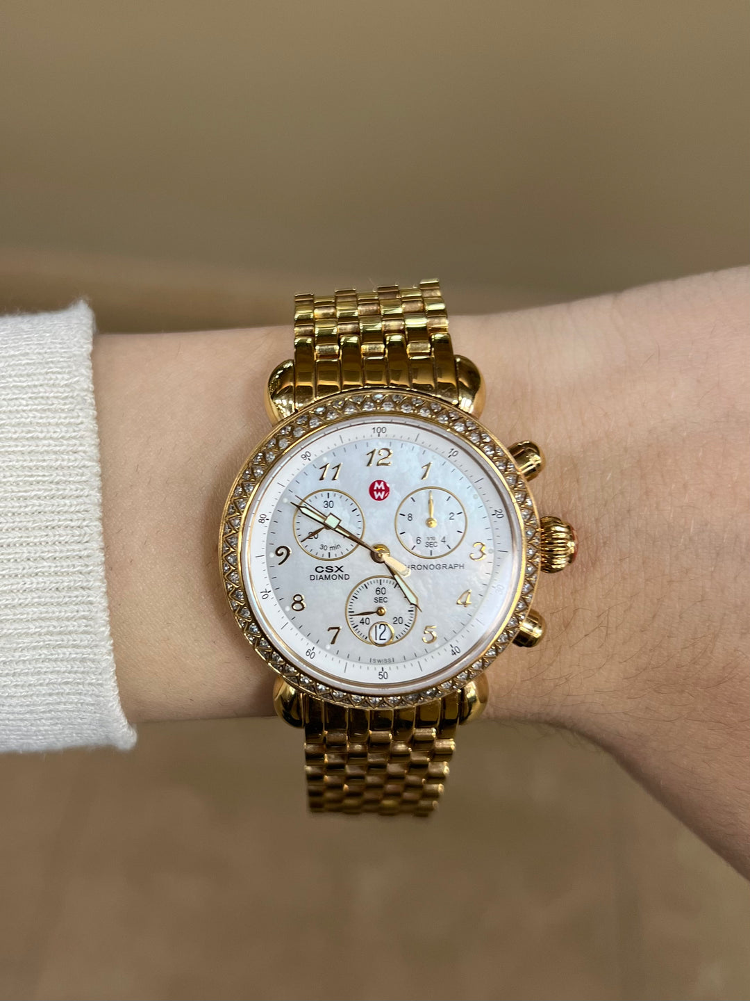 Michele CSX Signature Diamond Watch 36MM - 18K Gold-Plated