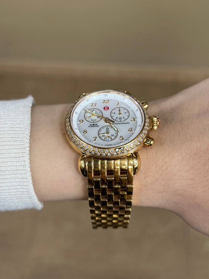 Michele CSX Signature Diamond Watch 36MM - 18K Gold-Plated