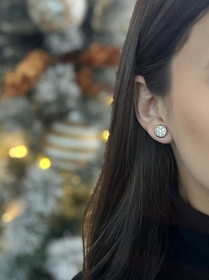 Circle Diamond Cluster Earrings