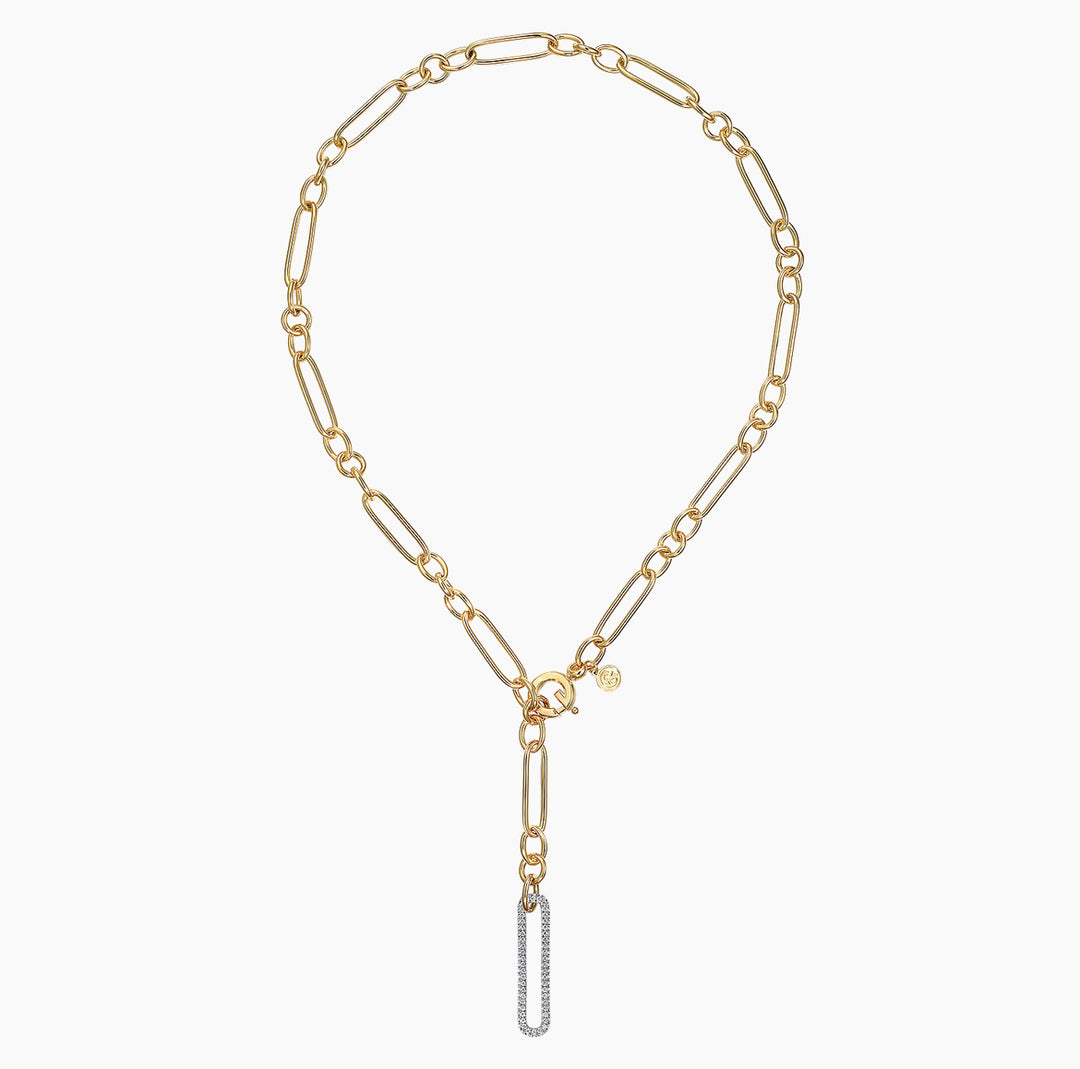 Two-Tone Gold Chain Necklace with Diamond Drop