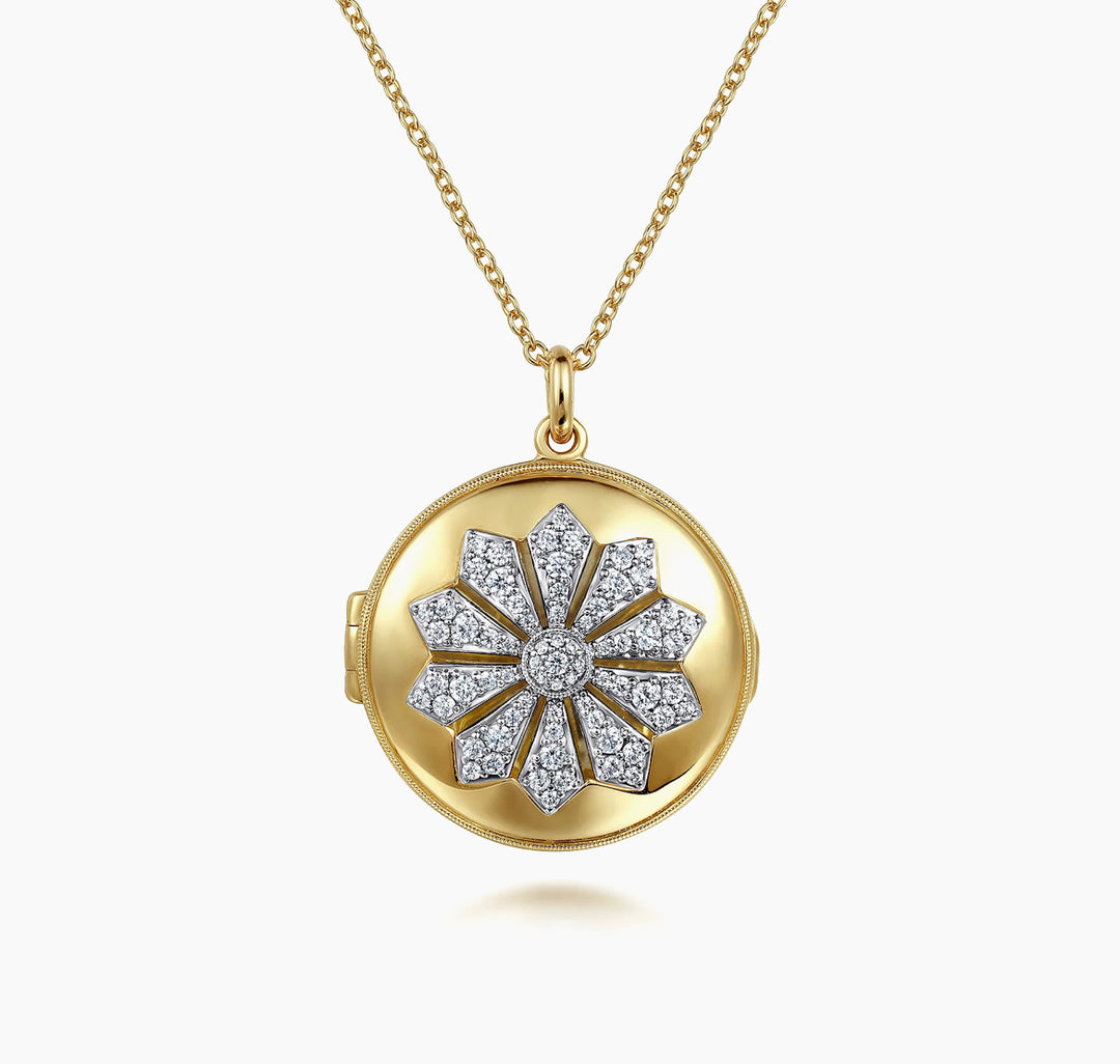 Two-Tone Diamond Locket Necklace