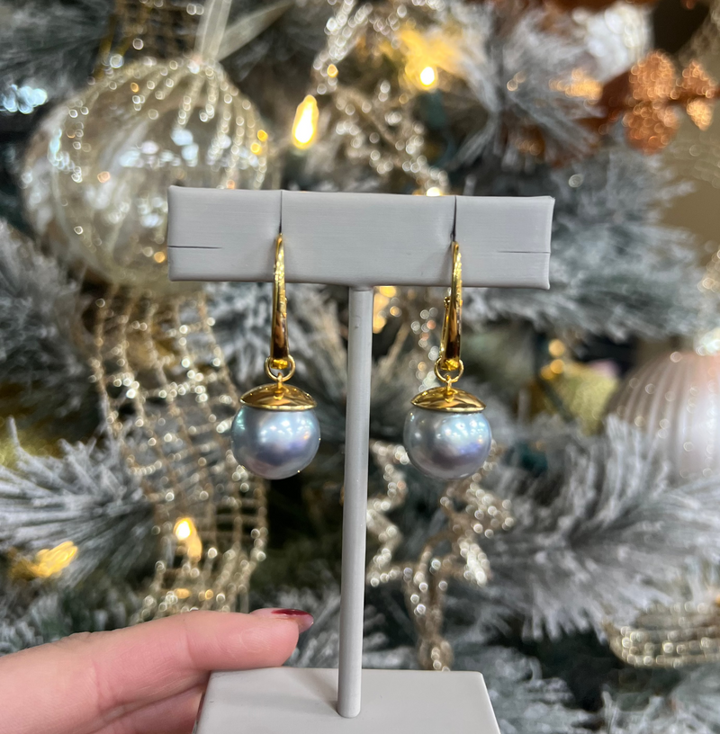 Grey Tahitian Pearl Earrings