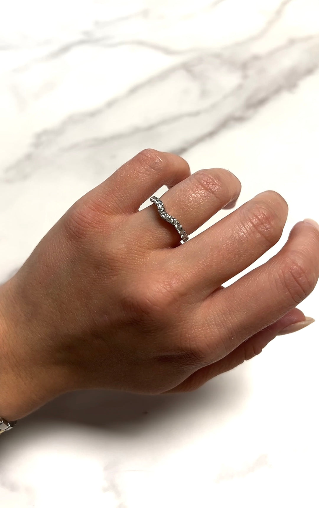 White Gold .50ct Curved Diamond Band